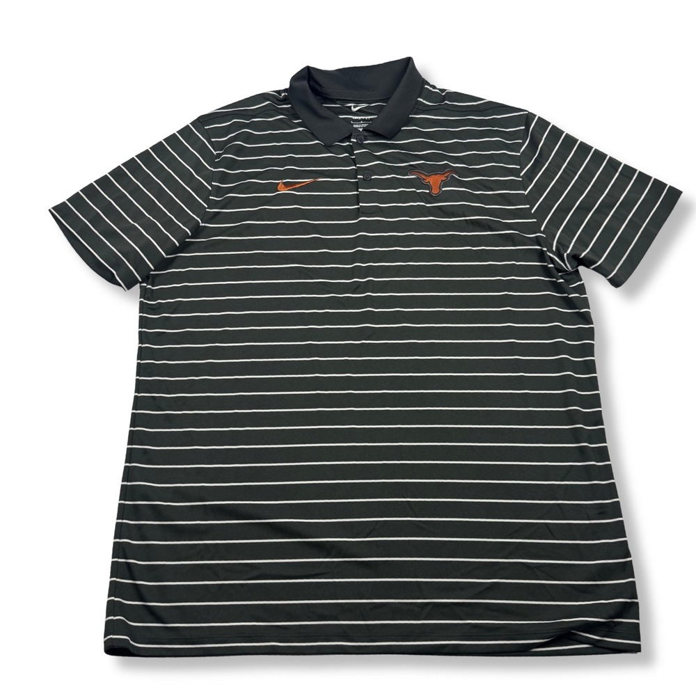 Nike Texas Longhorns Polo Striped Dri-FIT Collegiate Mens Dark Grey Large
